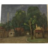 JEAN VINAY (1901-1978) "Buildings in Landscape", oil on canvas, signed bottom left, unframed,