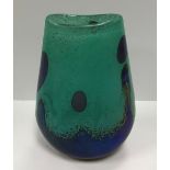 A Siddy Langley turquoise blue and ink blue bubble vase,