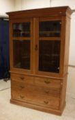 A Victorian walnut bookcase cabinet,