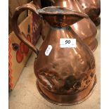 A set of three copper haystack measures (2 gallon, 1 gallon and ½ gallon),