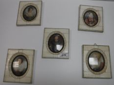 A collection of five 20th Century portrait miniatures in the Italian style,