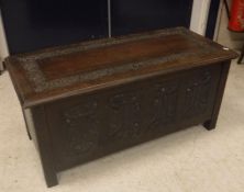 A 20th Century oak coffer in the 17th Century manner,