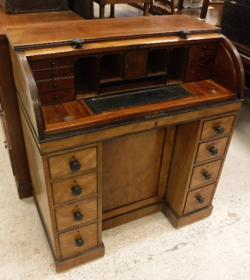 A 19th Century mahogany cylinder bureau, - Image 2 of 2