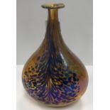 A mottled opalescent studio glass vase of onion form, signed “Siddy Langley 1998”, 23.