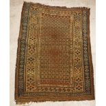 An Afshar rug, the central panel set with repeating geometric pattern on a red ground,