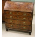 An 18th Century walnut and inlaid bureau,