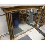 A 19th Century giltwood and gesso framed over mantel mirror with moulded cornice over a rectangular