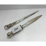 A 20th Century silver and gilt paperknife,