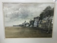 KEN MESSER "Aberdovey a coastal scene with houses, watercolour, signed lower right,