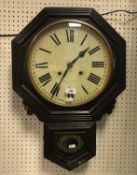 A 19th Century ebonised cased drop dial wall clock by the Ansonia Clock Co,
