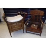 An Edwardian mahogany and inlaid piano stool, an Indian carved rosewood box,