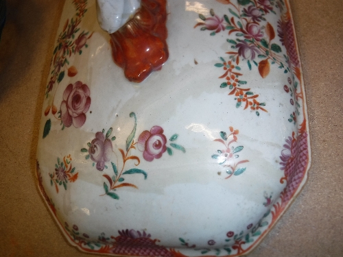 An 18th Century Chinese Qianlong famille-rose tureen and cover with rabbit mask handles, 35 cm x 22. - Image 4 of 32