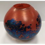 A red and blue mottled vase by Siddy Langley, signed and dated 1998, 16.