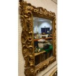 A 19th Century carved gilt wood and gesso framed wall mirror in the Florentine manner with all over