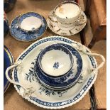 A collection of 18th and early 19th Century Worcester and Worcester type blue and white pottery