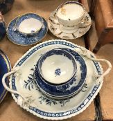 A collection of 18th and early 19th Century Worcester and Worcester type blue and white pottery