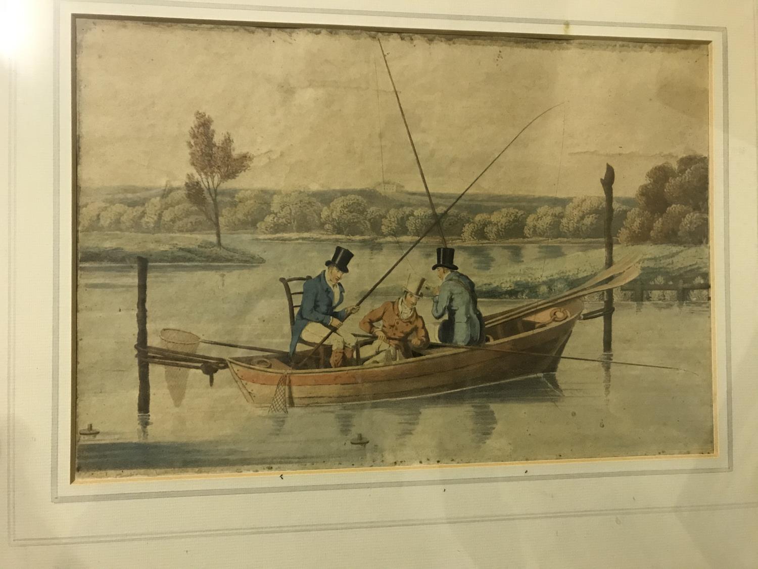 AFTER HENRY ALKEN "Three men in a boat fishing" coloured aquatint together with the pair "Three