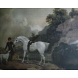 AFTER FEARNLEY "Horse and groom with hound in a landscape", colour print,