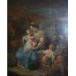 18TH CENTURY ITALIAN SCHOOL "The Holy Family with cherubs picking flowers at their side amongst