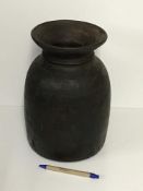 A modern turned wood tribal pot, 29 cm h