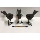 A set of three modern tin plate Robins,