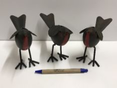 A set of three modern tin plate Robins,