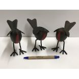 A set of three modern tin plate Robins,