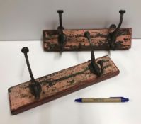 Two double hook coat hooks on vintage st