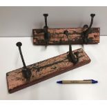 Two double hook coat hooks on vintage st