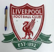 A modern painted cast metal sign "Liverp