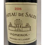 Six bottles Chateau de Sales Pomerol Héritiers de Lambert 2006