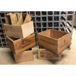 A quantity of various wooden wine boxes to include "Chateau de Savazan 2012",