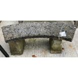 A composition stone rectangular trough on staddle stone type bases, 86 cm wide,