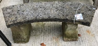 A composition stone rectangular trough on staddle stone type bases, 86 cm wide,