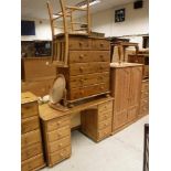 A collection of furniture comprising a modern oak fall front bureau,