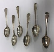 A set of four George III silver "Old English" pattern teaspoons bearing initials "PJ*A" (by Peter,