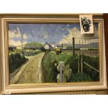 JOHN STOPS "Farm near Port Calais Pembrokeshire", oil on canvas, signed and dated 01 lower left,