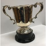 A George V silver two-handled trophy cup of inverted bell form inscribed "Heythrop Point to Point