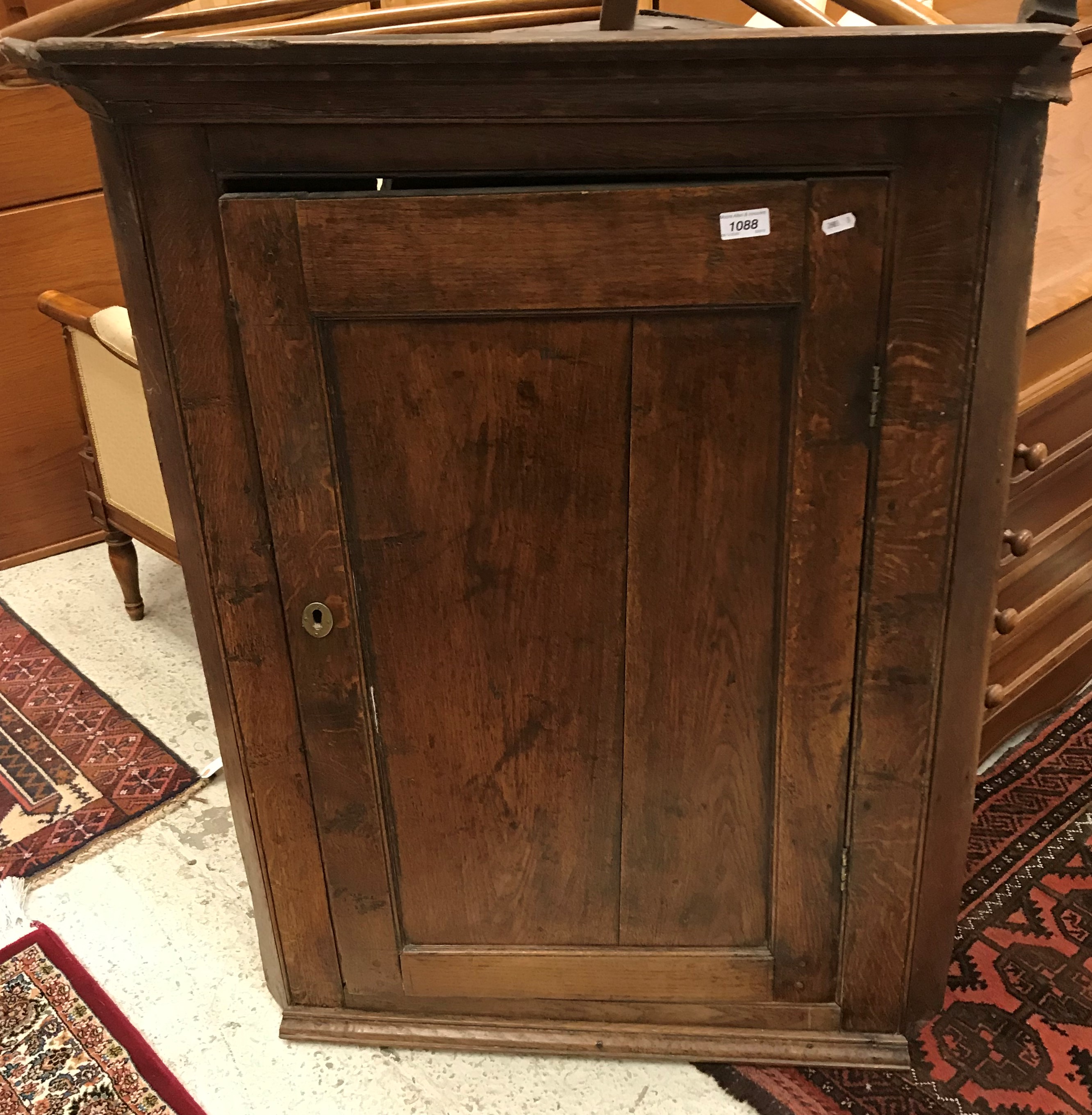 A 19th Century oak corner cupboard with single drawer, - Image 2 of 2