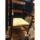 A 19th Century oak and mahogany single drawer side table on square tapered legs united by