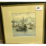 CHIN CHUNG "Study of a Chinese boat in harbour", watercolour, signed lower left,