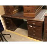 An early 20th Century mahogany double pedestal desk,