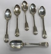 A set of four silver "King's" pattern tablespoons (by Mary Chawner, London 1837),