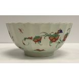 A Worcester Kakiemon pattern bowl of ribbed form,