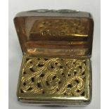 An early Victorian silver vinaigrette of rectangular form with engine-turned decoration,