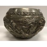 A late 19th Century Lucknow (Indian) white metal bowl,