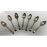 A set of six George III silver "Old English" pattern tablespoons (by Thomas Oliphant, London 1792),