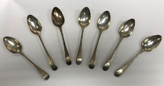 A set of six George III silver "Old English" pattern tablespoons (by Thomas Oliphant, London 1792),
