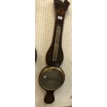 A 19th Century mahogany and marquetry inlaid barometer thermometer with alcohol thermometer,