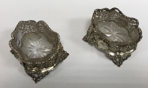 A pair of Victorian open salts of shaped form,